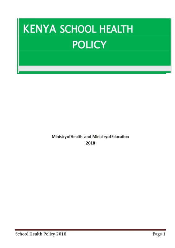 Kenya School Health Policy 2018